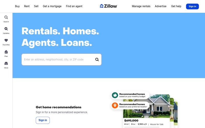 Capture d'écran zillow.com